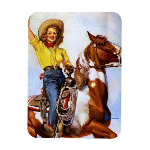 Íman Cowgirl Rider Pin Up