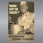 Íman Cozinha do Cozinhar WWII da Sepia Vintage<br><div class="desc">Sepia vintage retro-americana cozinhar de propaganda da Segunda Guerra Mundial ou da Segunda Guerra Mundial (1941-1945). Promove uma comida saudável com a mensagem: cozinhar em excesso destrói vitaminas! Excelente magneta para a sua cozinha ou para um cozinhar amante de presente. Descubra outros estilos deste poster na minha loja (Wall Art...</div>
