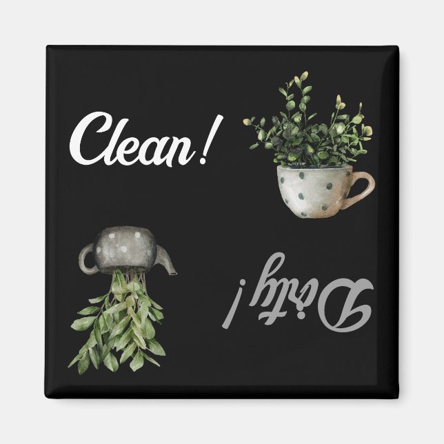 Íman Cozinha preta de Sacudir limpa e suja da máquina d (Frente)