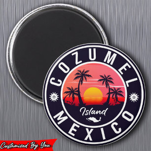 Íman Cozumel México Ilha Retro Sunset Souvenirs