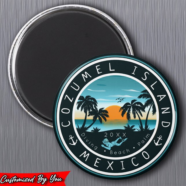 Íman Cozumel México Scuba Diving Sunset Souvenir 80 (Criador carregado)