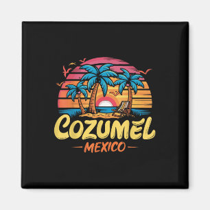 Íman Cozumel México Souvenir Vaca, Praia Tropical Sunse