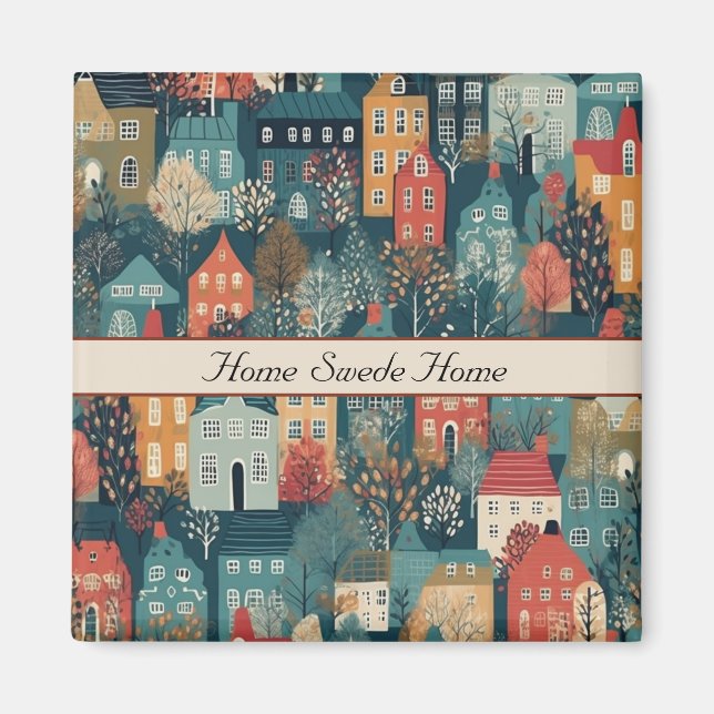 Íman Cozy Hygge Village Nordic Folart, costume (Frente)