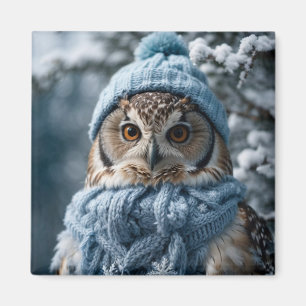 Íman Cozy Whimsical Winter Wonderland Owl
