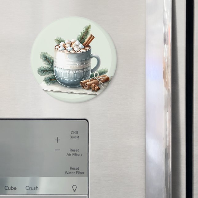 Íman Cozy Winter Cocoa Marshmallow Mug Scene (In Situ (Fridge))