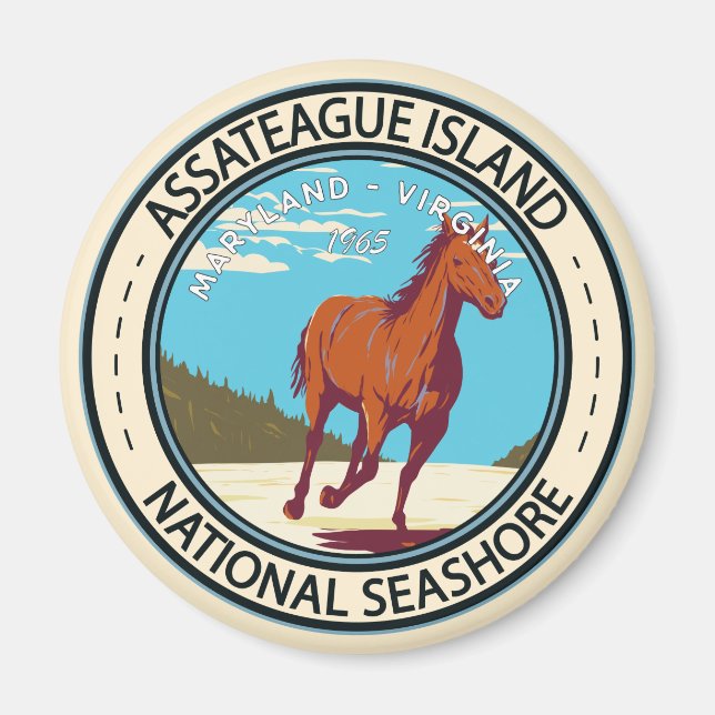 Íman Crachá de Sede Nacional da Ilha de Assateague (Frente)