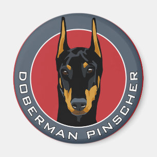 Íman Crachá do Doberman, preto com vermelho