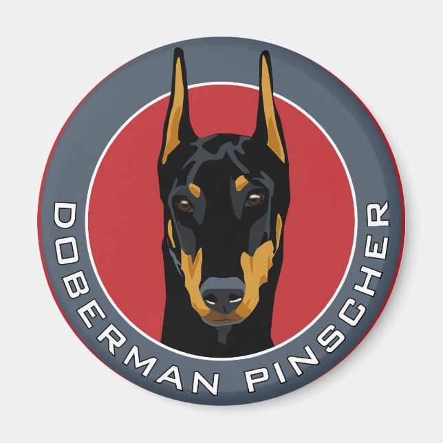 Íman Crachá Doberman, preto com vermelho (Frente)