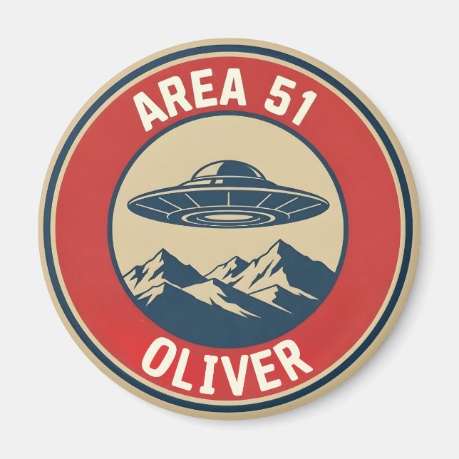 Íman Crachá Retro Classificado Área 51 UFO Alien (Frente)