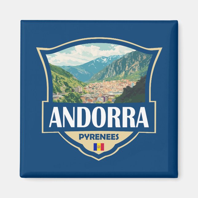 Íman Crachá Retroativo da Ilustração Andorra (Frente)