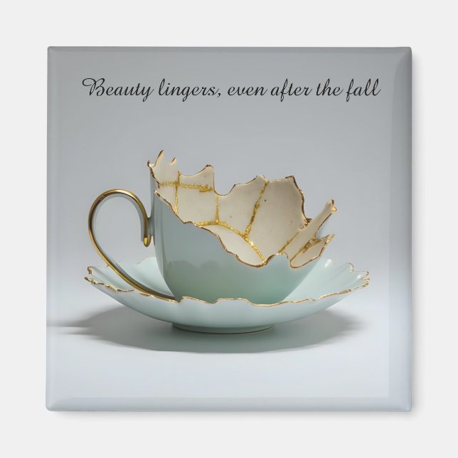 Íman cracked broken teacup inspirational Magnet (Frente)
