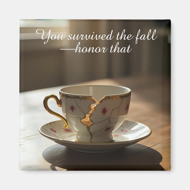 Íman cracked broken teacup inspirational Magnet (Frente)