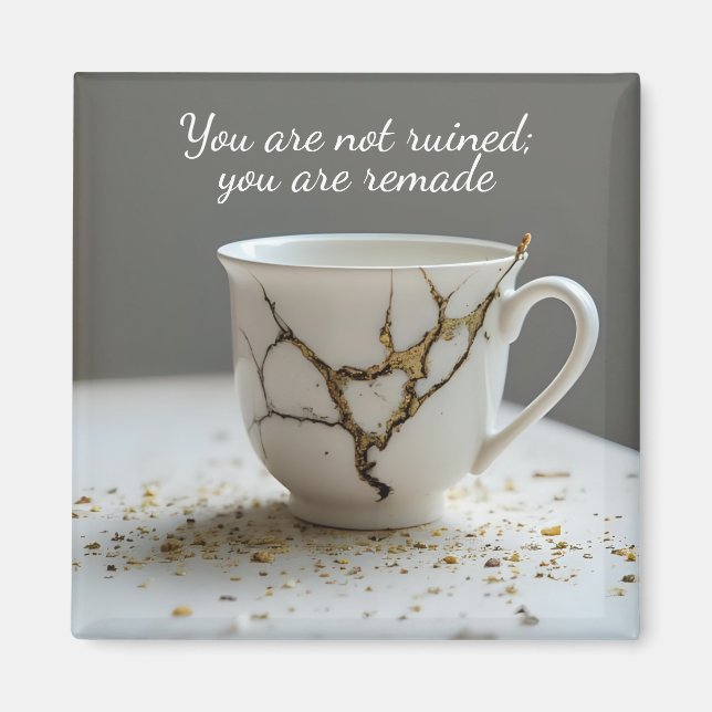 Íman cracked broken teacup inspirational Magnet (Frente)