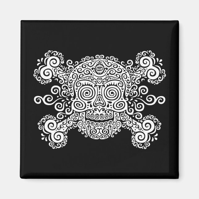 Íman Crânio de Açúcar Antiquado (Frente)