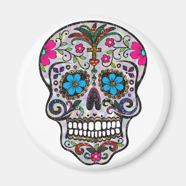 Íman crânio de açúcar brilhante (Frente)