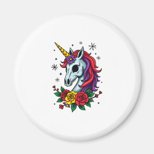 Íman Cranio de Açúcar de Unicórnio Arte Mexicana, Camis