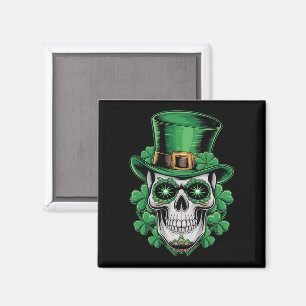 Íman Cranio de Açúcar Dia de São Patrício Trevo Sortudo