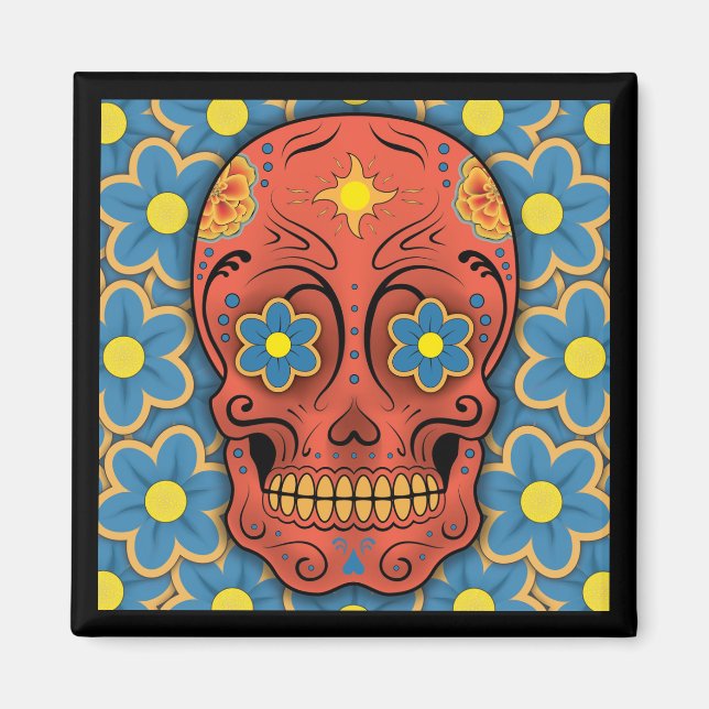 Íman Crânio de Açúcar - Dia dos Mortos (Dúvidas Azuis) (Frente)