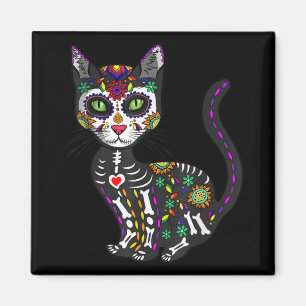 Íman Crânio De Açúcar Gato Mexicano Dia das Bruxas d