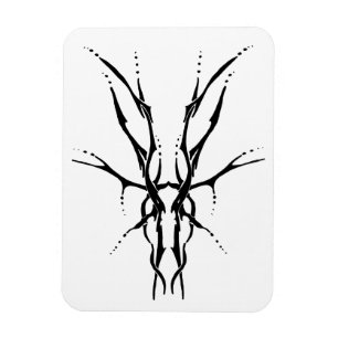 Íman Crânio de Cervo Tribal Preto Desenho de Caça