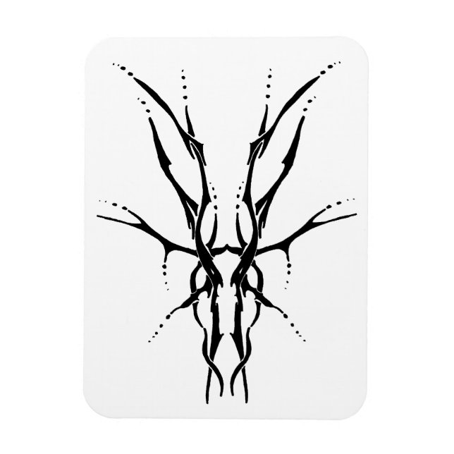 Íman Crânio de Cervo Tribal Preto Desenho de Caça (Vertical)