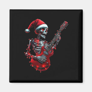 Íman Cranio de Esqueleto de Natal Tocando Guitarra Rock