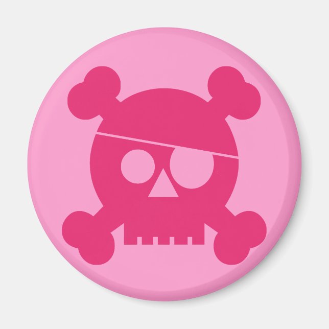 Íman Crânio de Pirata Rosa - Magnet (Frente)