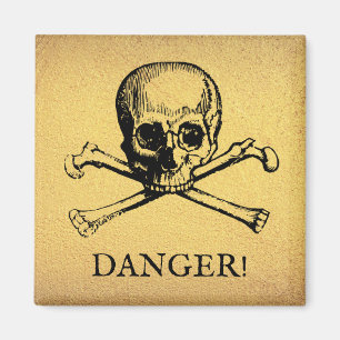 Íman Crânio e Crossbones   Magnet   Texto personalizado