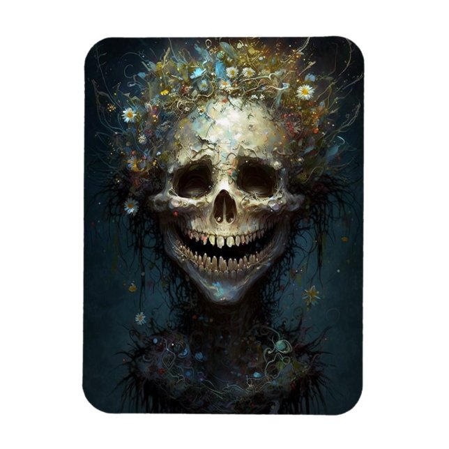 Íman Crânio Gótico, Gótico, Escuro, Magnet de Arte (Vertical)