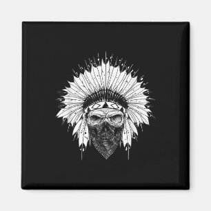 Íman Crânio Indiano, Tatuagem Nativa Americana, Zany Br