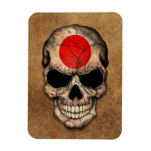 Íman Crânio japonês envelhecido e vestido da bandeira