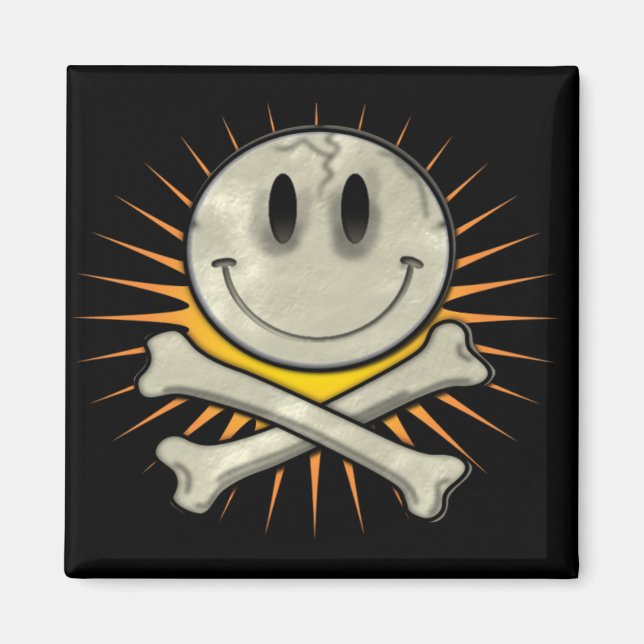 Íman Crânio sorridente e ossos cruzados (Frente)