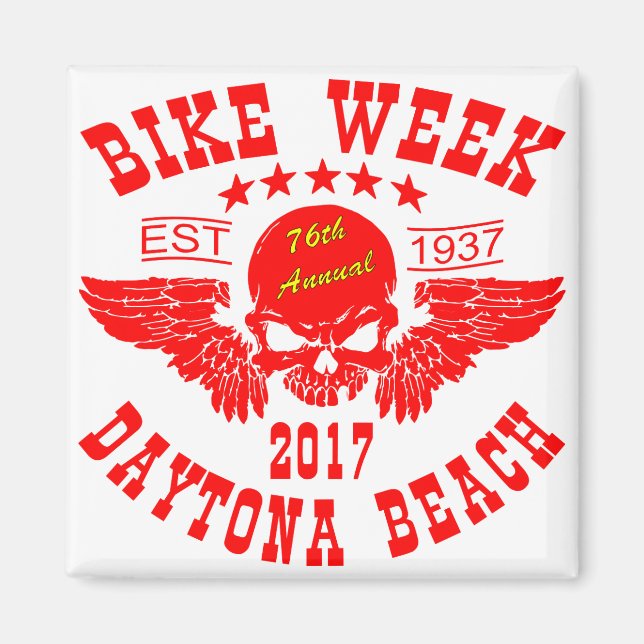 Íman Crânio Voador 76.ª Bicicleta de Praia Daytona Sema (Frente)