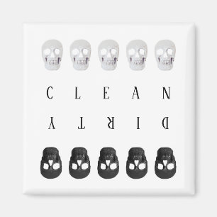 Íman Crânios Limpos De Lâmina Preta Suja E Branca