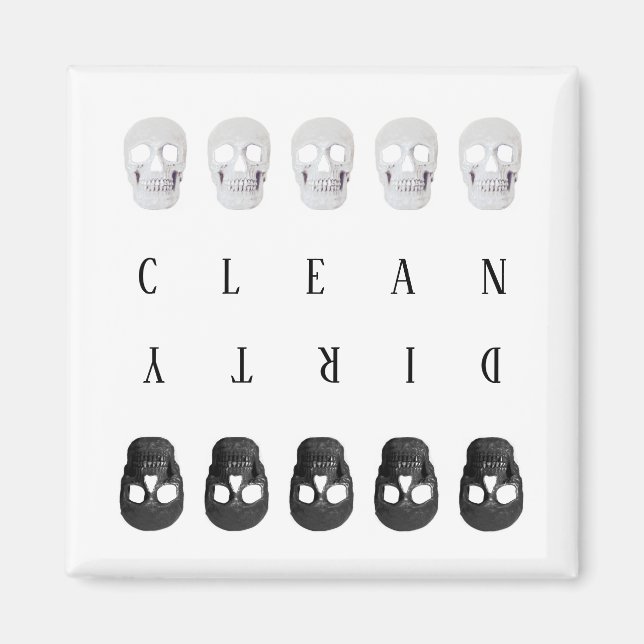 Íman Crânios Limpos De Lâmina Preta Suja E Branca (Frente)