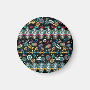 Íman Crânios tribais de Boho: padrão colorido.
