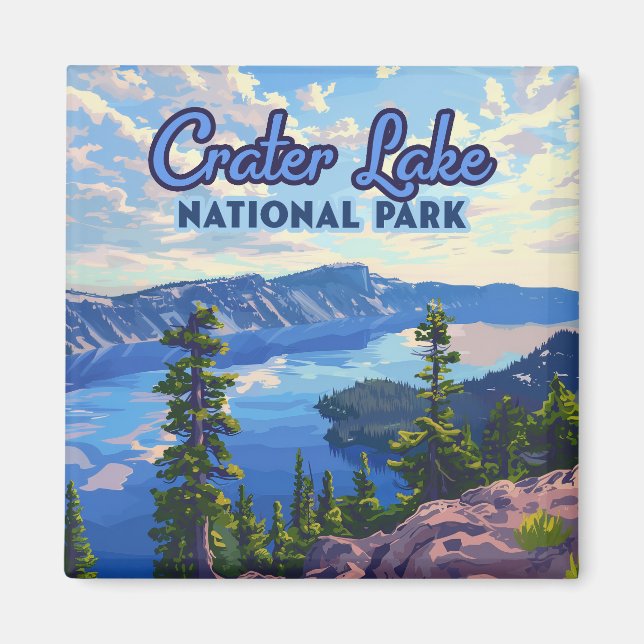 Íman Crater Lake National Park Oregon Retro (Frente)