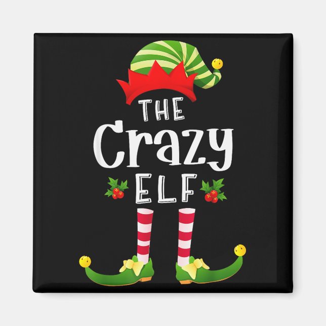 Íman Crazy Christmas Elf Matching Pajama X-mas Party  (Frente)