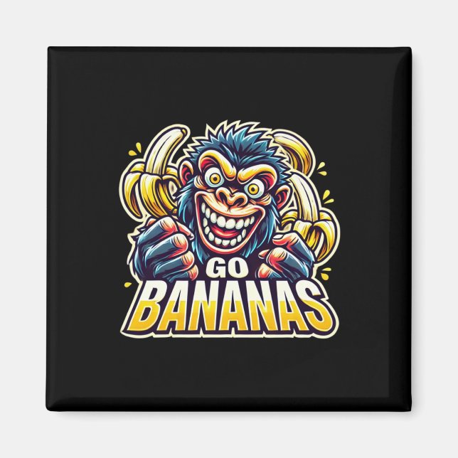 Íman Crazy Monkey Go Bananas Adesivo  (Frente)