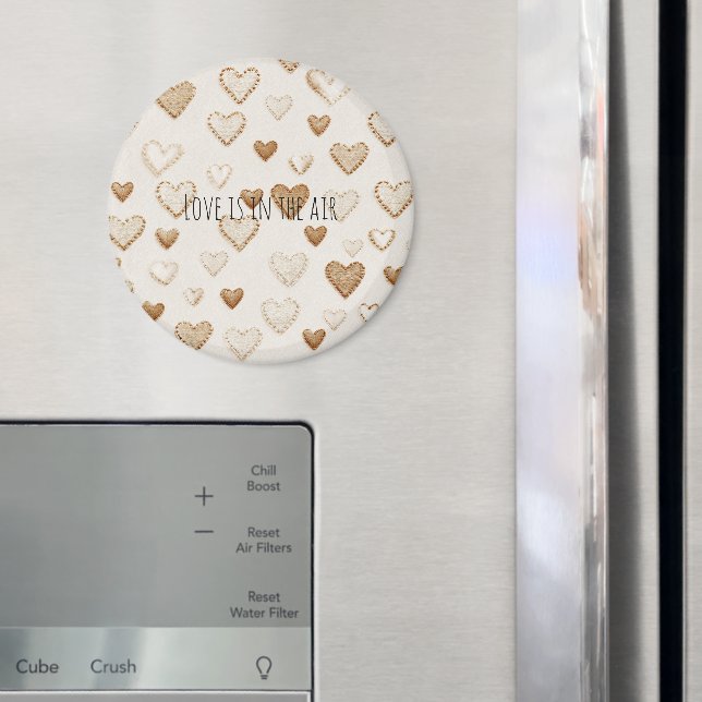 Íman Cream & Brown Hearts   (In Situ (Fridge))