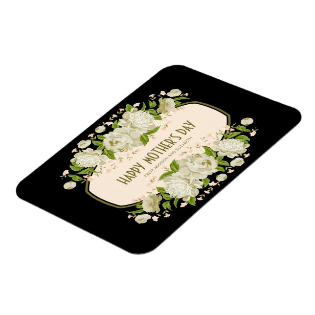 Íman Cream Floral Happy Dia de as mães Magnet (Left Side)