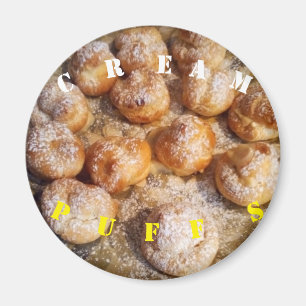 Íman Cream Puff Baking Kitchen Magnet Round