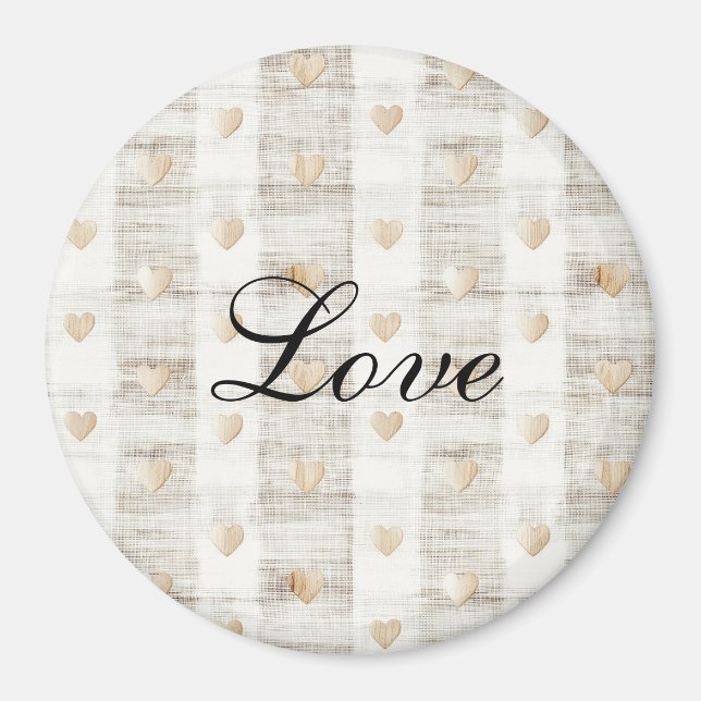 Íman Cream White Beige Boho Hearts (Frente)