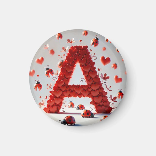 Íman Creative Alphabet - Letra A com Formas Cardíacas (Frente)