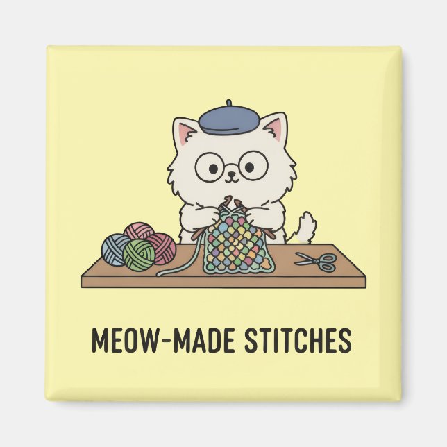 Íman Creative Cute Cat Knitting Craft Cartoon Magnet (Frente)