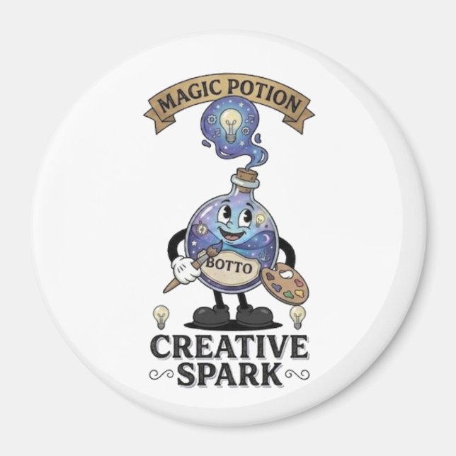 Íman Creative Spark Magic Potion Retro Artist Mascot (Frente)