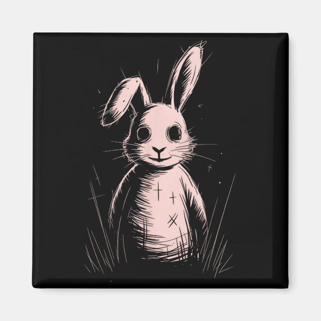 Íman Creepy Cute Goth Rabbit Horror Bunny Sketch Alt Ng (Frente)