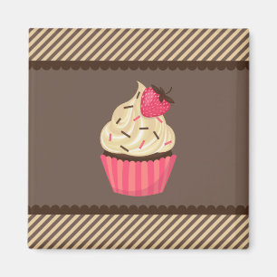 Íman Creme cor-de-rosa Castanho Stripes Cupcake Moranho