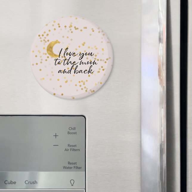 Íman Creme Dourado Eu amo você até a lua confete (In Situ (Fridge))