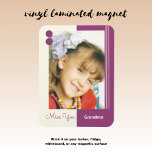 Íman Creme e roxo sentem sua foto de avó<br><div class="desc">Sente sua falta,  imã de fotos da vovó.
Creme e roxo.</div>